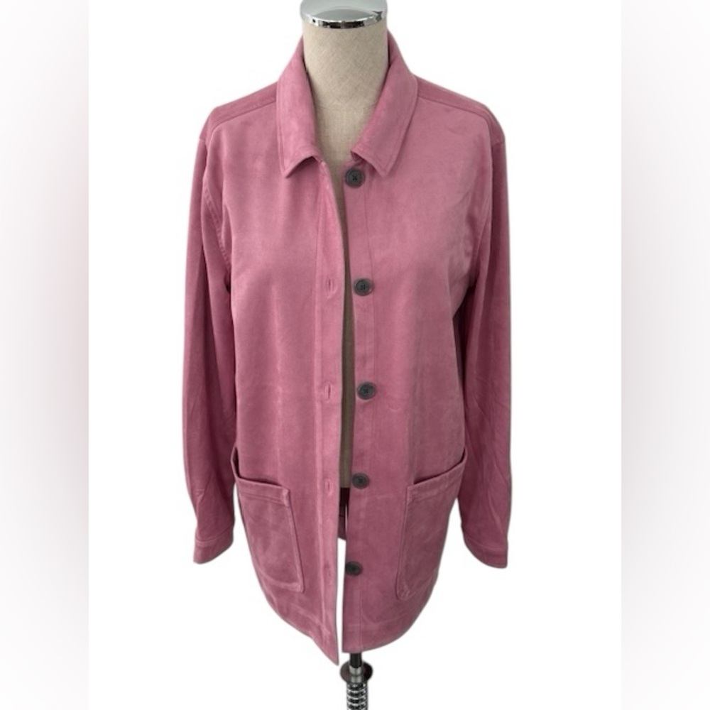 Pink Faux Suede Makenna Shacket by Peach